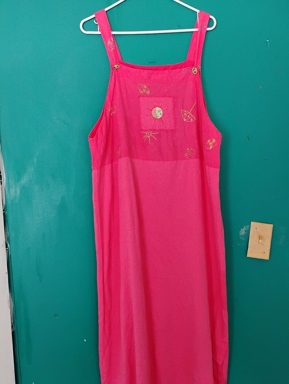Johnny Was Hot Pink Embroidered Midi Dress